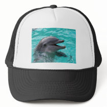 Dolphin head in aquamarine water mesh hats