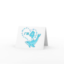 Dolphin Heart 4th Birthday cards