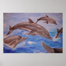 Dolphin High Five Posters