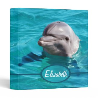 Dolphin in Blue Water Photo 3 Ring Binder