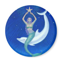 Dolphin Moon Mermaid Fridge Magnets