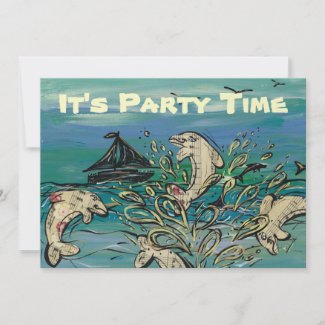 Dolphin Music Party Invitations invitation