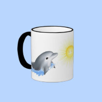 Dolphin Playing with Sun mugs