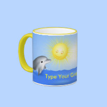 Dolphin Playing with Sun mugs