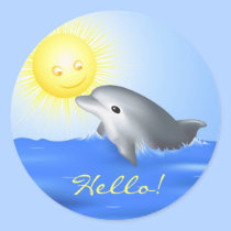 Dolphin Playing with Sun stickers
