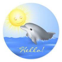 Dolphin Playing with Sun stickers by Lidusik Dolphin Playing with Sun stickers