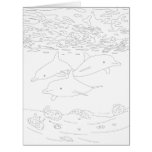 Dolphin Pod Adult Coloring Big Card