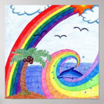 Dolphin Rainbow Print
