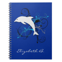 Dolphin Silhouette Blue Personalized Notebook
