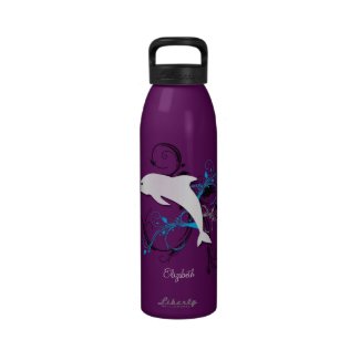 Dolphin Silhouette Personalized 24oz Water Bottle