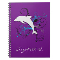 Dolphin Silhouette Purple Personalized Notebook