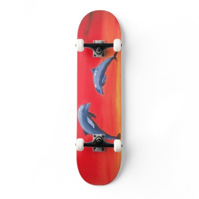 Dolphin Skateboard sunset Dolphins Art Skateboard
