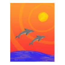 Dolphin Sunset Postcard