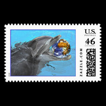 Dolphin wish you a happy new year postage