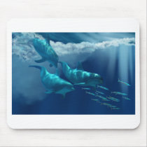 animal, background, beautiful, blue, brave, challenge, clear, close, concept, conceptual, escape, exploration, mammal, flee, flying, free, freedom, glass, isolated, liquid, lonely, motion, move, splash, splashing, spring, swim, tropical, underwater, water, ocean, sea, creature, dolphin, oceans, Mouse pad with custom graphic design