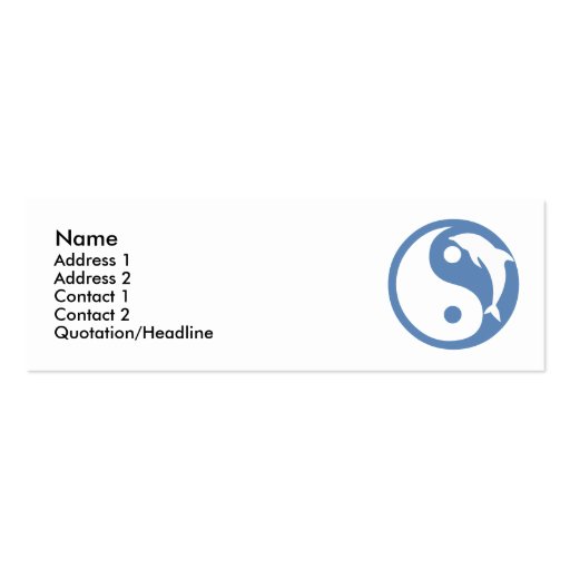 Dolphin Yin Yang Profile Card Business Card Template (front side)