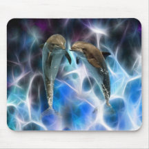 Dolphins and fractal crystals mouse pad