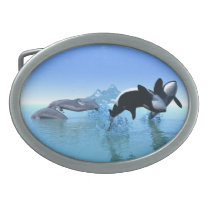 Dolphins and Orca's Oval Belt Buckles