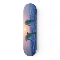 Dolphins at sunrise custom skate board