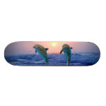 Dolphins at sunrise custom skate board