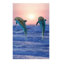 Dolphins at sunrise personalized stationery