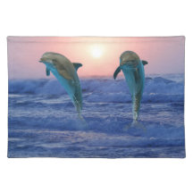 Dolphins at sunrise place mats