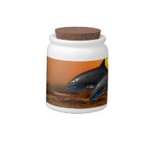 Dolphins at sunset candy jar