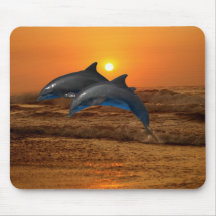 Dolphins at sunset mousepad