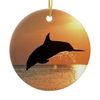 Dolphins by Sunset Christmas Tree Ornaments