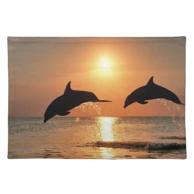 Dolphins by Sunset Place Mats