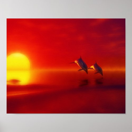 dolphins in the sunset print