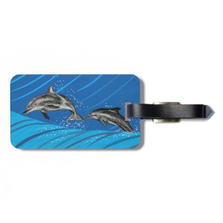Dolphins Jumping out of the Water Bag Tag