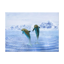 Dolphins make ripples canvas print