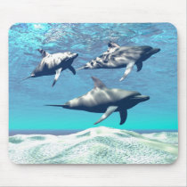 sea, ocean, group, together, background, beautiful, blue, brave, challenge, clear, concept, conceptual, coral, escape, exploration, fish, flee, free, freedom, liquid, motion, move, reef, sandy, school, splash, splashing, spring, swim, tropical, underwater, water, dolphins, oceans, Mouse pad com design gráfico personalizado