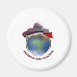 Dome of the rock, the world, Palestine flag Refrigerator Magnets