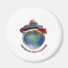 Dome of the rock, the world, Palestine flag Refrigerator Magnets