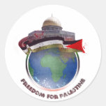 Dome of the rock, the world, Palestine flag Round Stickers