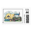 Dome Tent Camper Camping Stamps by art1st Dome Tent Camper Camping Stamps