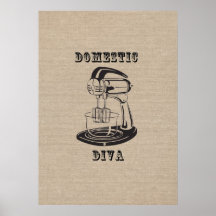 Domestic diva retro vintage kitschy funny print