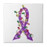 Domestic Violence Christmas Lights Ribbon Ceramic Tile