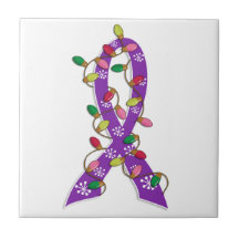Domestic Violence Christmas Lights Ribbon Ceramic Tile