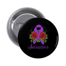 Domestic Violence Survivor Rose Grunge Tattoo Pinback Buttons
