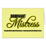 Dominant Mistress with BDSM Acronym Greeting Cards
