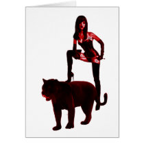 DOMINATRIX and Her Panther (Red Neon) cards by uniqueandkinky DOMINATRIX and Her Panther (Red Neon) cards