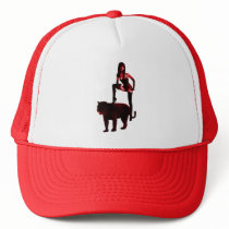 DOMINATRIX and Her Panther (Red Neon) hats by uniqueandkinky DOMINATRIX and Her Panther (Red Neon) hats