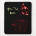 DOMINATRIX and Her Panther (Red Neon) mousepad