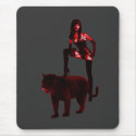 DOMINATRIX and Her Panther (Red Neon) mousepads by uniqueandkinky DOMINATRIX and Her Panther (Red Neon) mousepads
