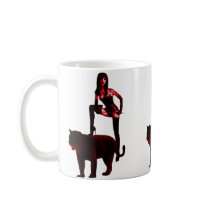 DOMINATRIX and Her Panther (Red Neon) mugs