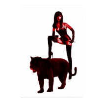 DOMINATRIX and Her Panther (Red Neon) posters