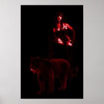 DOMINATRIX and Her Panther (Red Neon) Poster